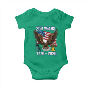 250 Years of Freedom 1776 2026 Patriotic Eagle Baby Onesie 4th of July American Flag Liberty Bell Statue of Liberty TS02 Irish Green Print Your Wear