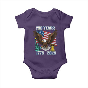 250 Years of Freedom 1776 2026 Patriotic Eagle Baby Onesie 4th of July American Flag Liberty Bell Statue of Liberty TS02 Purple Print Your Wear