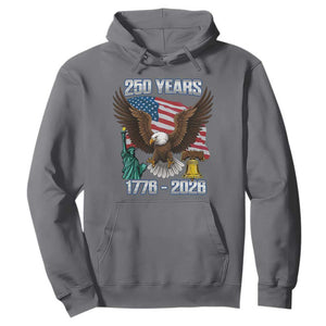 250 Years of Freedom 1776 2026 Patriotic Eagle Hoodie 4th of July American Flag Liberty Bell Statue of Liberty TS02 S Charcoal Print Your Wear