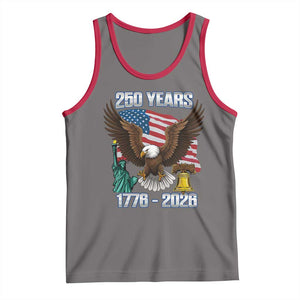 250 Years of Freedom 1776 2026 Patriotic Eagle Tank Top 4th of July American Flag Liberty Bell Statue of Liberty TS02 Deep Heather Red Print Your Wear