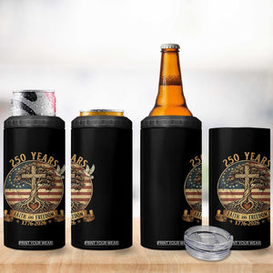 250 Years Faith and Freedom 1776 2026 4 in 1 Can Cooler Tumbler Cross Tree Dove Religious Patriotic Christian TS02 Print Your Wear