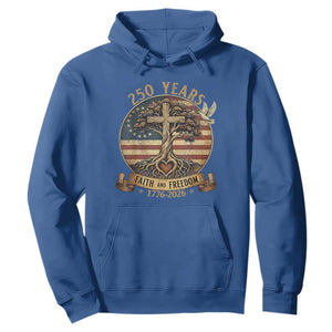 250 Years Faith and Freedom 1776 2026 Hoodie Cross Tree Dove Religious Patriotic Christian TS02 Royal Blue Print Your Wear