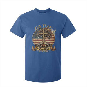 250 Years Faith and Freedom 1776 2026 T Shirt For Kid Cross Tree Dove Religious Patriotic Christian TS02 Royal Blue Print Your Wear