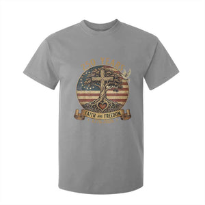 250 Years Faith and Freedom 1776 2026 T Shirt For Kid Cross Tree Dove Religious Patriotic Christian TS02 Sport Gray Print Your Wear