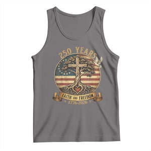 250 Years Faith and Freedom 1776 2026 Tank Top Cross Tree Dove Religious Patriotic Christian TS02 Deep Heather Print Your Wear