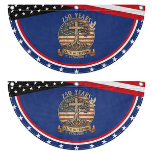 250 Years Faith and Freedom 1776 2026 Patriotic Fan Flag Cross Tree Dove Religious Christian
