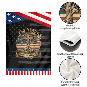 250 Years Faith and Freedom 1776 2026 Garden Flag Cross Tree Dove Religious Patriotic Christian TS02 Print Your Wear