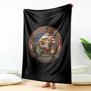 USA 250th Anniversary Emblem 1776 2026 Throw Blanket Patriotic Seal with Bald Eagle Liberty Bell Statue of Liberty TS02 Print Your Wear