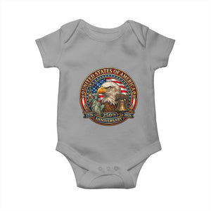USA 250th Anniversary Emblem 1776 2026 Baby Onesie Patriotic Seal with Bald Eagle Liberty Bell Statue of Liberty TS02 Sport Gray Print Your Wear