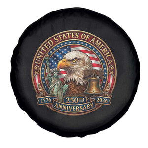 USA 250th Anniversary Emblem 1776 2026 Spare Tire Cover Patriotic Seal with Bald Eagle Liberty Bell Statue of Liberty TS02 Print Your Wear