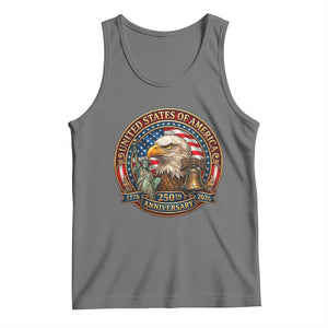 USA 250th Anniversary Emblem 1776 2026 Tank Top Patriotic Seal with Bald Eagle Liberty Bell Statue of Liberty TS02 Black Heather Print Your Wear