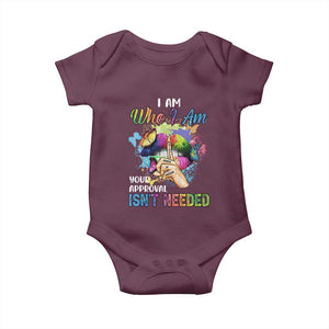 Black Queen Baby Onesie I Am Who I Am Your Approval Isn't Needed Colorful Butterflies TS02 Maroon Print Your Wear