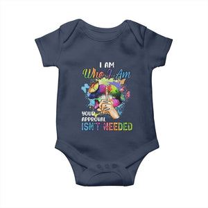 Black Queen Baby Onesie I Am Who I Am Your Approval Isn't Needed Colorful Butterflies TS02 Navy Print Your Wear