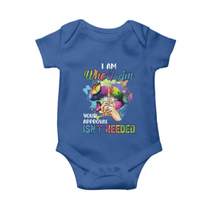 Black Queen Baby Onesie I Am Who I Am Your Approval Isn't Needed Colorful Butterflies TS02 Royal Blue Print Your Wear