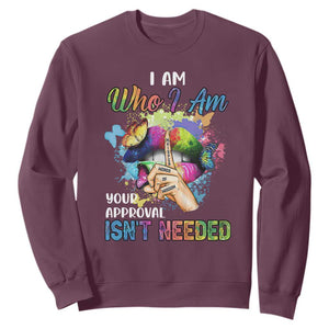Black History Month Sweatshirt I Am Who I Am Your Approval Isn't Needed Afro Black Queen TS02 Maroon Printyourwear