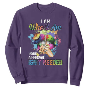 Black History Month Sweatshirt I Am Who I Am Your Approval Isn't Needed Afro Black Queen TS02 Purple Printyourwear
