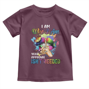 Black Queen Toddler T Shirt I Am Who I Am Your Approval Isn't Needed Colorful Butterflies TS02 Maroon Print Your Wear