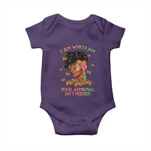 Afro Black Queen Baby Onesie I Am Who I Am Your Approval Isn't Needed TS02 Purple Print Your Wear