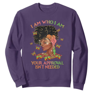 Black History Month Sweatshirt I Am Who I Am Your Approval Isn't Needed Afro Black Queen TS02 Purple Printyourwear