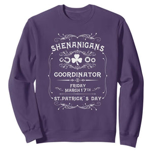 Funny St. Patricks Day Sweatshirt Shenanigans Coordinator TS02 Purple Printyourwear