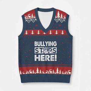 Pink Shirt Day V-Neck Knit Sweater Vest Bullying Stops Here Stand Up To Bullies TS02 Navy Red Print Your Wear