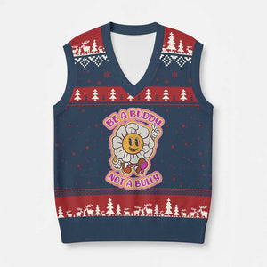 Pink Shirt Day V-Neck Knit Sweater Vest Be A Buddy Not A Bully Anti Bullying Funny Wordplay TS02 Navy Red Print Your Wear