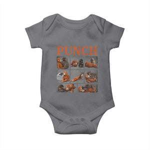 Cute Baby Monkey Punch with Plush Toy Graphic Baby Onesie TS02 Charcoal Print Your Wear
