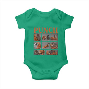 Cute Baby Monkey Punch with Plush Toy Graphic Baby Onesie TS02 Irish Green Print Your Wear