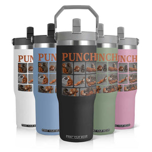 Cute Baby Monkey Punch with Plush Toy Graphic Flip Straw Tumbler TS02 Print Your Wear