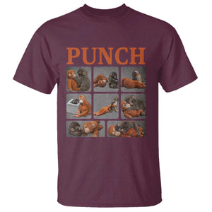 Cute Baby Monkey Punch with Plush Toy Graphic T Shirt TS02 Maroon Print Your Wear