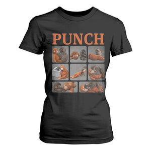 Cute Baby Monkey Punch with Plush Toy Graphic T Shirt For Women TS02 Black Print Your Wear