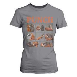 Cute Baby Monkey Punch with Plush Toy Graphic T Shirt For Women TS02 Charcoal Print Your Wear