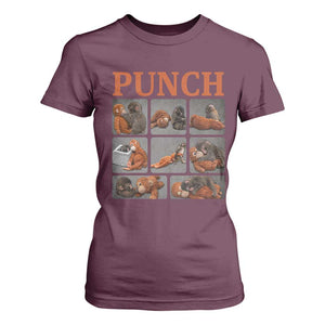 Cute Baby Monkey Punch with Plush Toy Graphic T Shirt For Women TS02 Maroon Print Your Wear