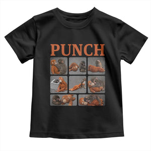 Cute Baby Monkey Punch with Plush Toy Graphic Toddler T Shirt TS02 Black Print Your Wear