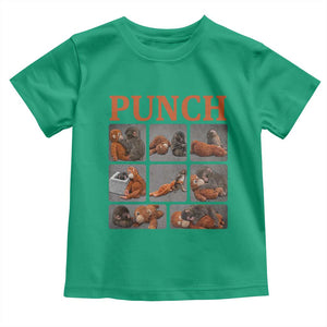 Cute Baby Monkey Punch with Plush Toy Graphic Toddler T Shirt TS02 Irish Green Print Your Wear