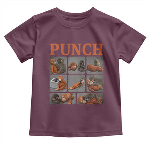 Cute Baby Monkey Punch with Plush Toy Graphic Toddler T Shirt TS02 Maroon Print Your Wear
