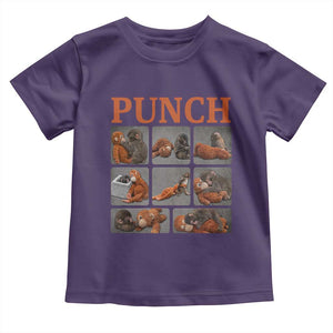 Cute Baby Monkey Punch with Plush Toy Graphic Toddler T Shirt TS02 Purple Print Your Wear