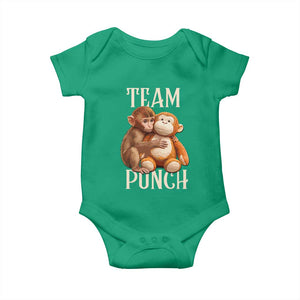 Team Punch Cute Baby Monkey Hugging Plush Toy Graphic Baby Onesie TS02 Irish Green Print Your Wear