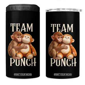 Team Punch Cute Baby Monkey Hugging Plush Toy Graphic 4 in 1 Can Cooler Tumbler TS02 One Size: 16 oz Black Print Your Wear