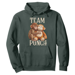 Team Punch Cute Baby Monkey Hugging Plush Toy Graphic Hoodie TS02 Dark Forest Green Print Your Wear