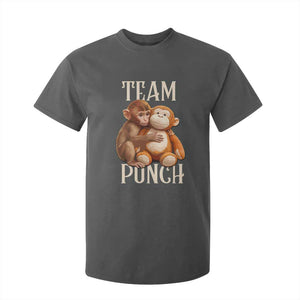 Team Punch Cute Baby Monkey Hugging Plush Toy Graphic T Shirt For Kid TS02 Dark Heather Print Your Wear