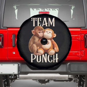 Team Punch Cute Baby Monkey Hugging Plush Toy Graphic Spare Tire Cover TS02 Black Print Your Wear