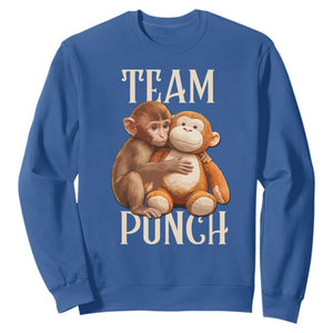 Team Punch Cute Baby Monkey Hugging Plush Toy Graphic Sweatshirt TS02 Royal Blue Print Your Wear