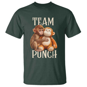 Team Punch Cute Baby Monkey Hugging Plush Toy Graphic T Shirt TS02 Dark Forest Green Print Your Wear
