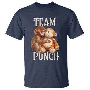 Team Punch Cute Baby Monkey Hugging Plush Toy Graphic T Shirt TS02 Navy Print Your Wear