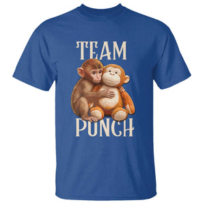 Team Punch Cute Baby Monkey Hugging Plush Toy Graphic T Shirt TS02 Royal Blue Print Your Wear