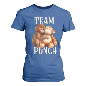 Team Punch Cute Baby Monkey Hugging Plush Toy Graphic T Shirt For Women TS02 Royal Blue Print Your Wear