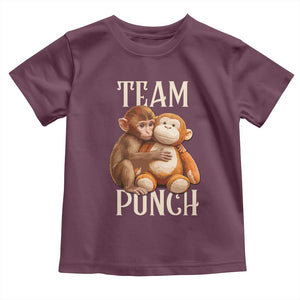 Team Punch Cute Baby Monkey Hugging Plush Toy Graphic Toddler T Shirt TS02 Maroon Print Your Wear
