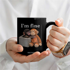 I’m Fine Viral Punch Monkey Meme Coffee Mug Cute Baby Monkey Hugging Plush Emotional Humor Gift TS02 Print Your Wear