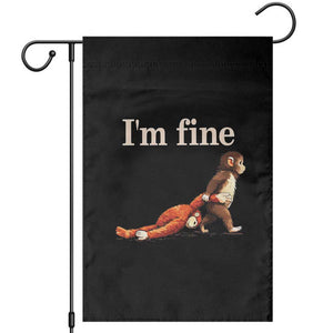 I’m Fine Funny Monkey Meme Garden Flag Viral Punch Baby Monkey Relatable Cute Gift TS02 Black Print Your Wear